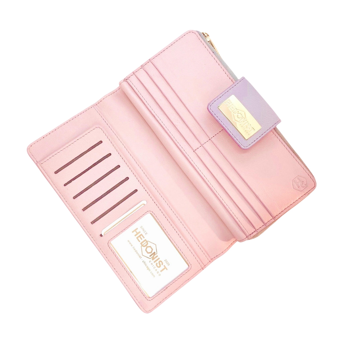 Pink Travel Leather Wallet for Women | Hedonist Chicago | ID and cards slots