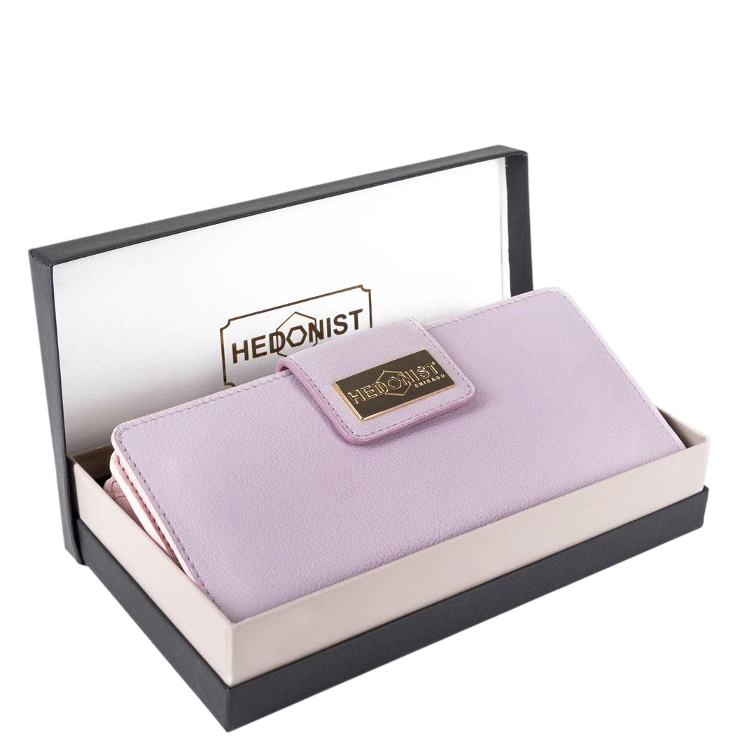 Pink Travel Leather Wallet for Women | Hedonist Chicago | gift box