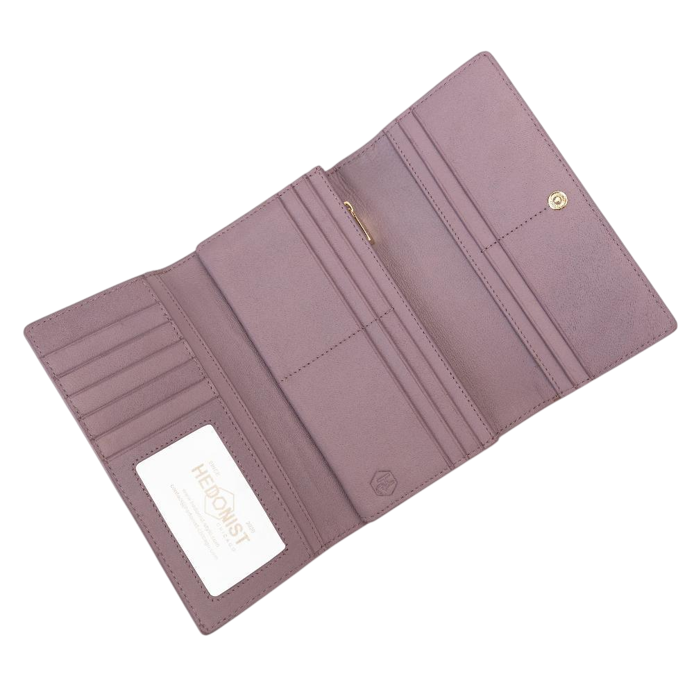 Pink Wallet for Women in Two-Tone Pebbled Leather ID Wondow