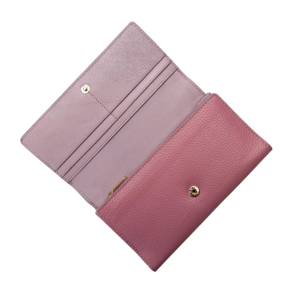 Pink Wallet for Women in Two-Tone Pebbled Leather inside