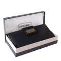 Personalized women's leather wallet with zip-around closure in branded gift box