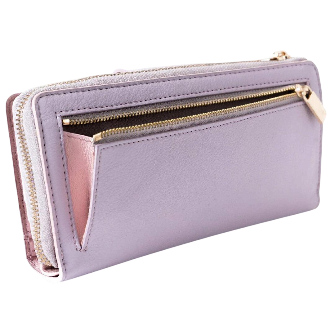 Pink Travel Leather Wallet for Women | Hedonist Chicago | coin zipper