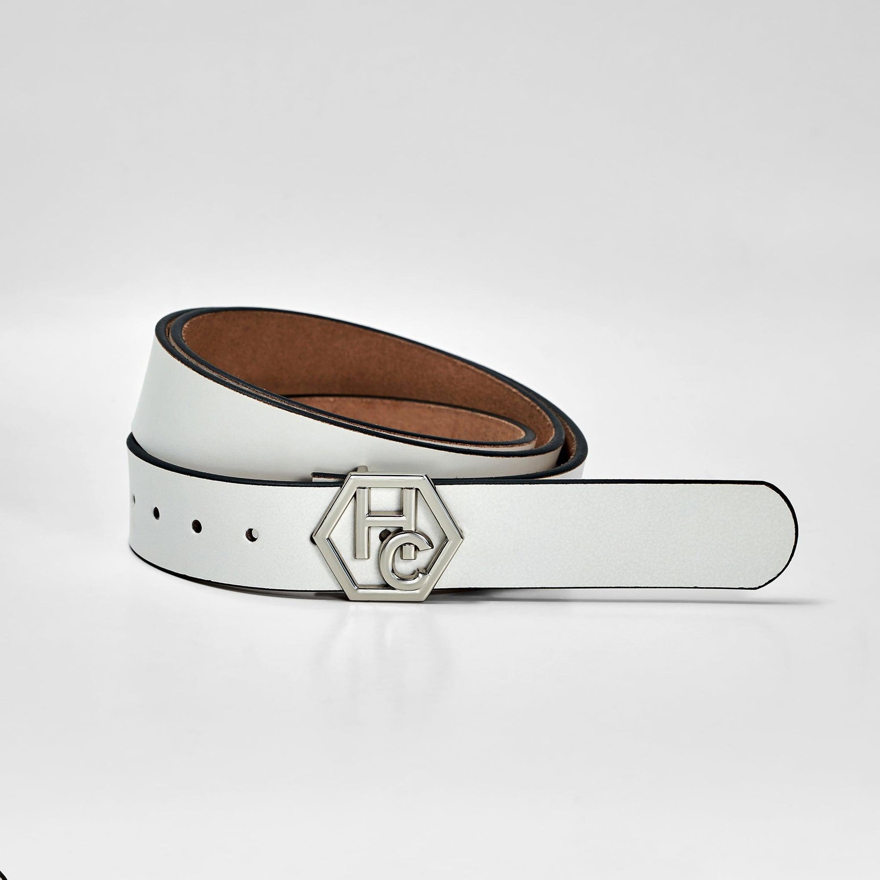 Women's seamless edge leather belt - white - Hedonist Chicago - premium women's leather accessory