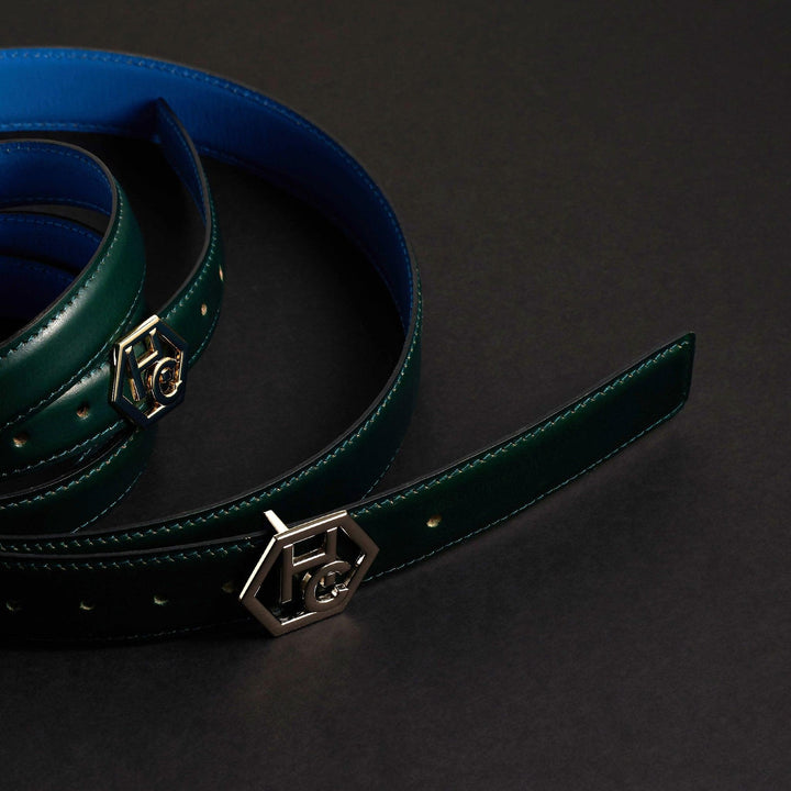 Women Reversible Green Leather Belt 1" 3 | Hedonist Chicago