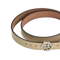 Buckle close-up on women's seamless edge leather belt - ivory - Hedonist Chicago - close-up view (1.3")