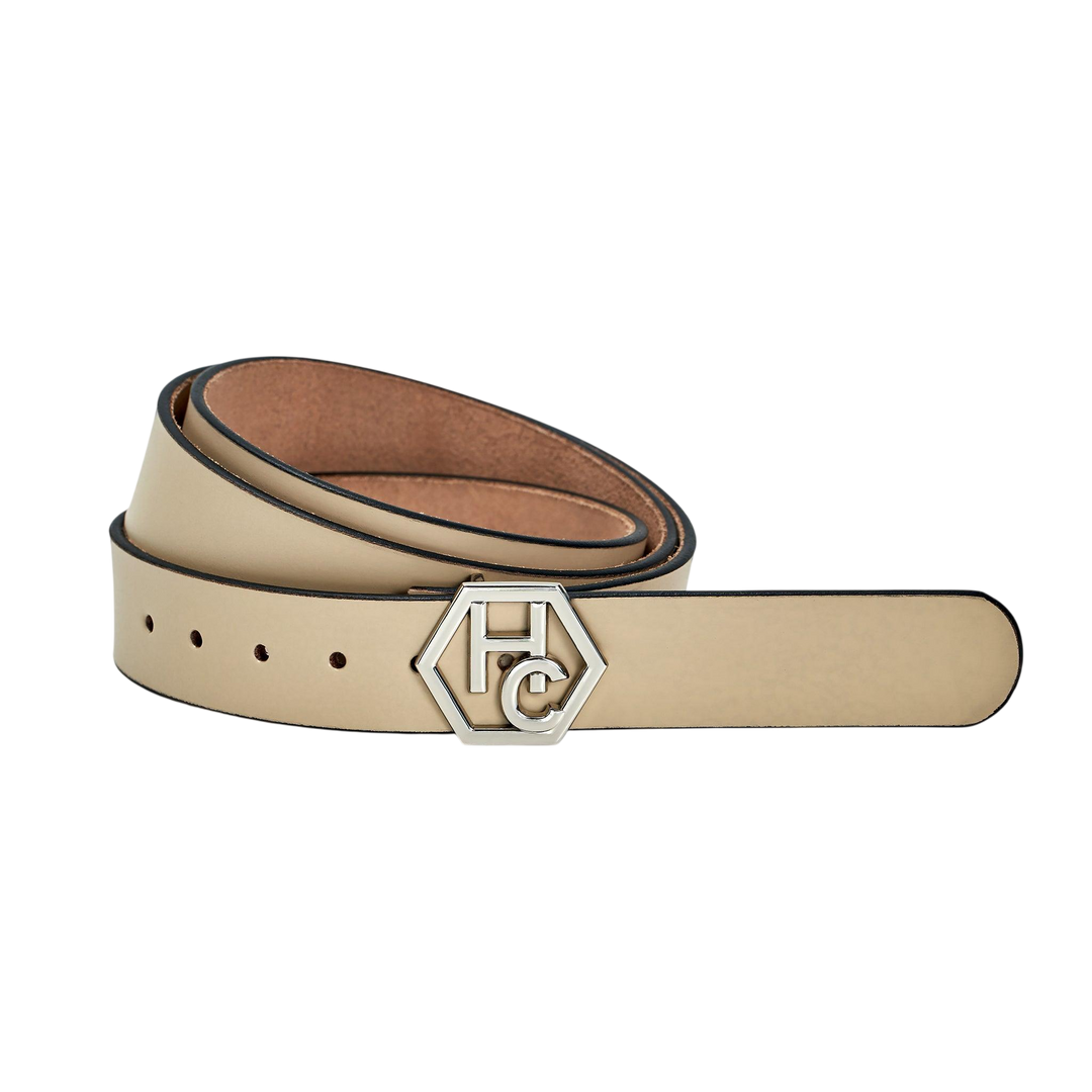 Women's seamless edge leather belt - ivory - Hedonist Chicago - premium women's leather accessory (1.3")