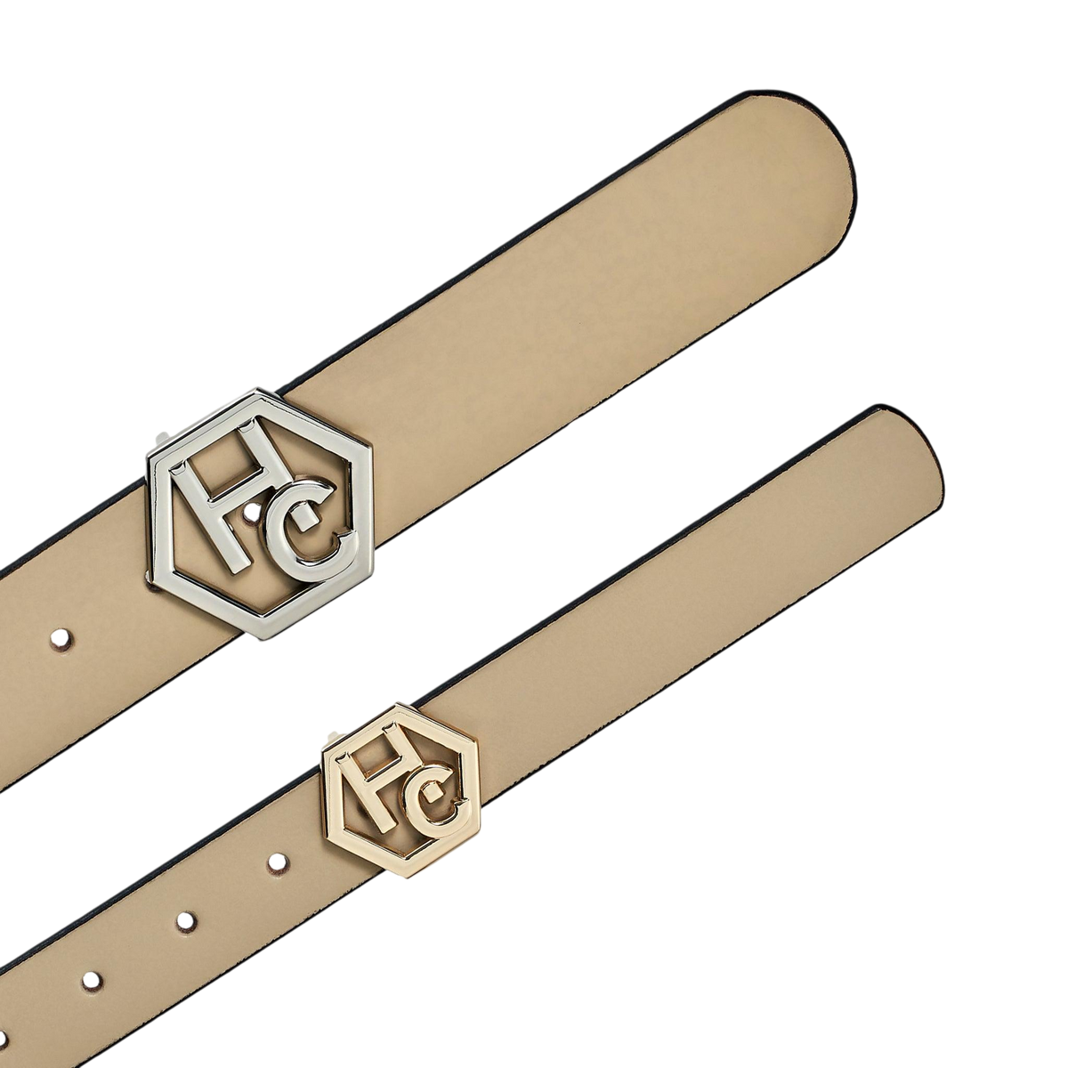 Edge stitching detail on women's seamless edge leather belt - ivory - Hedonist Chicago - close-up view (1.3")