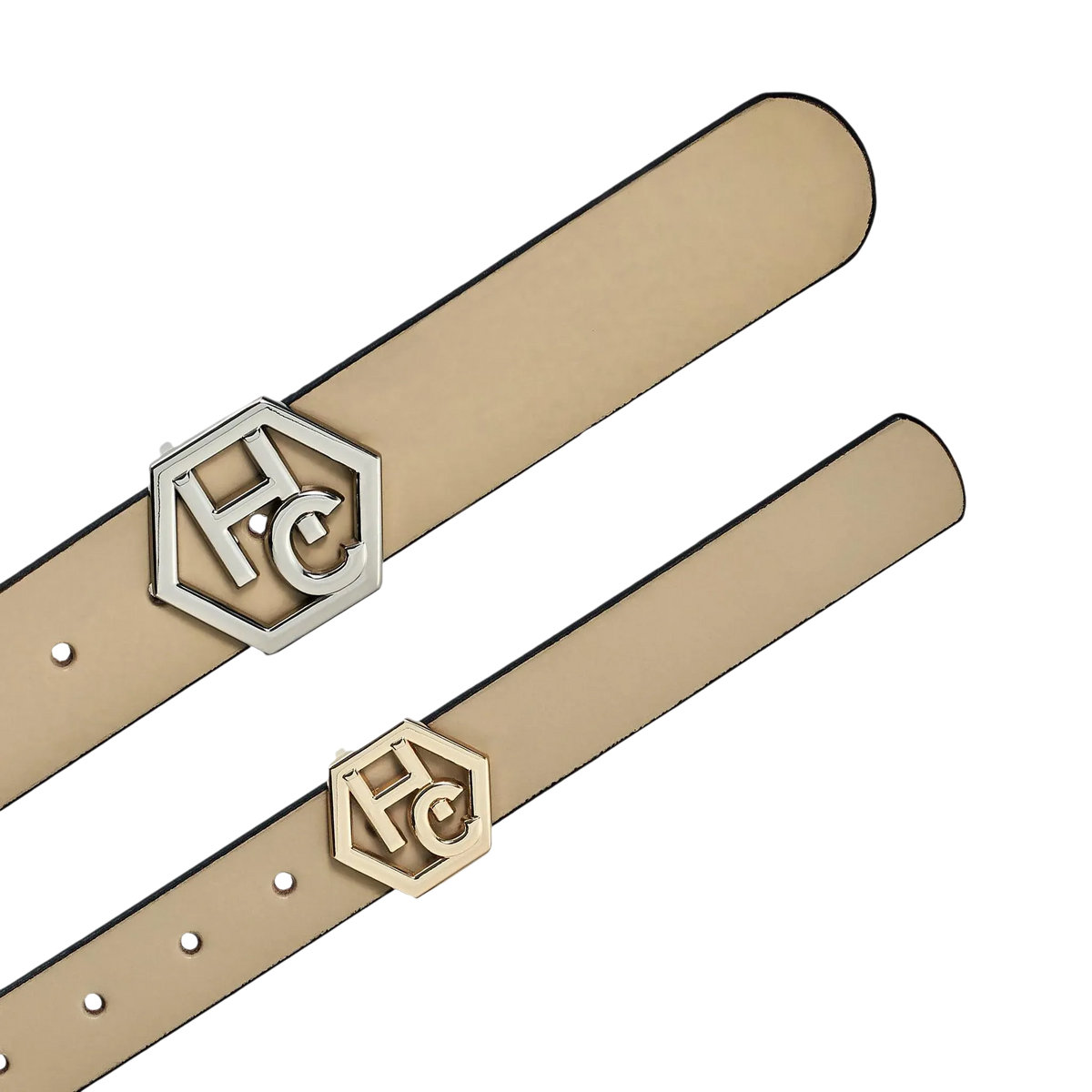 Edge finish detail on women's seamless edge leather belt - ivory - Hedonist Chicago - close-up view (1.3")