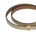 Buckle close-up on women's seamless edge leather belt - ivory - Hedonist Chicago - close-up view (1")