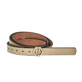 Women's seamless edge leather belt - ivory - Hedonist Chicago - premium women's leather accessory (1")