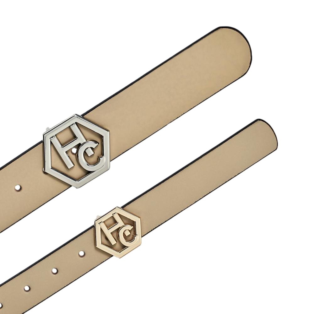 Edge stitching detail on women's seamless edge leather belt - ivory - Hedonist Chicago - close-up view (1")