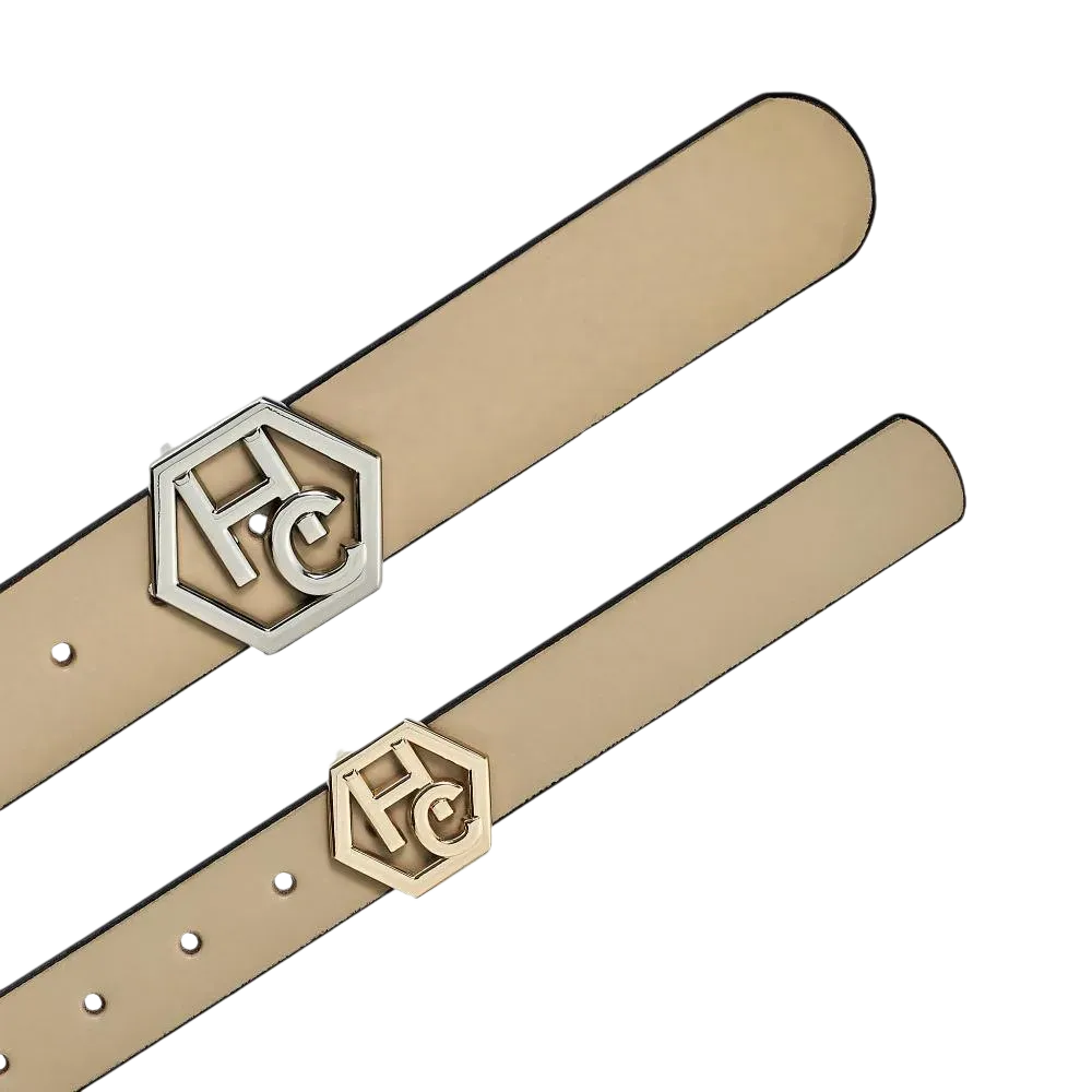 Edge finish detail on women's seamless edge leather belt - ivory - Hedonist Chicago - close-up view (1")