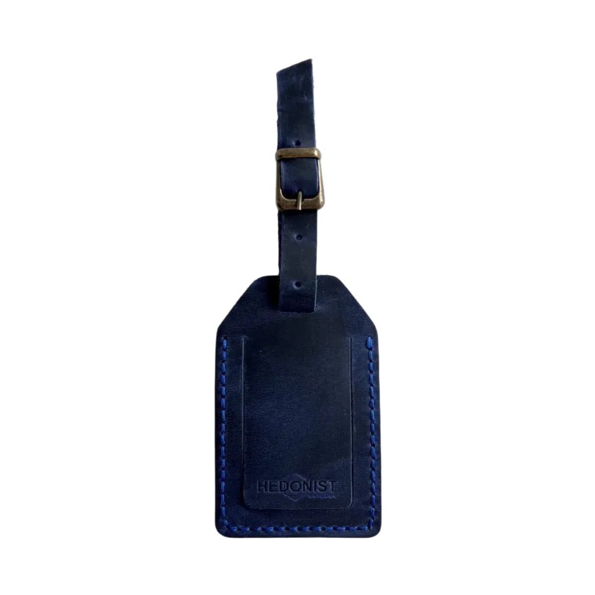 Handmade Leather Luggage Tag in Navy Blue