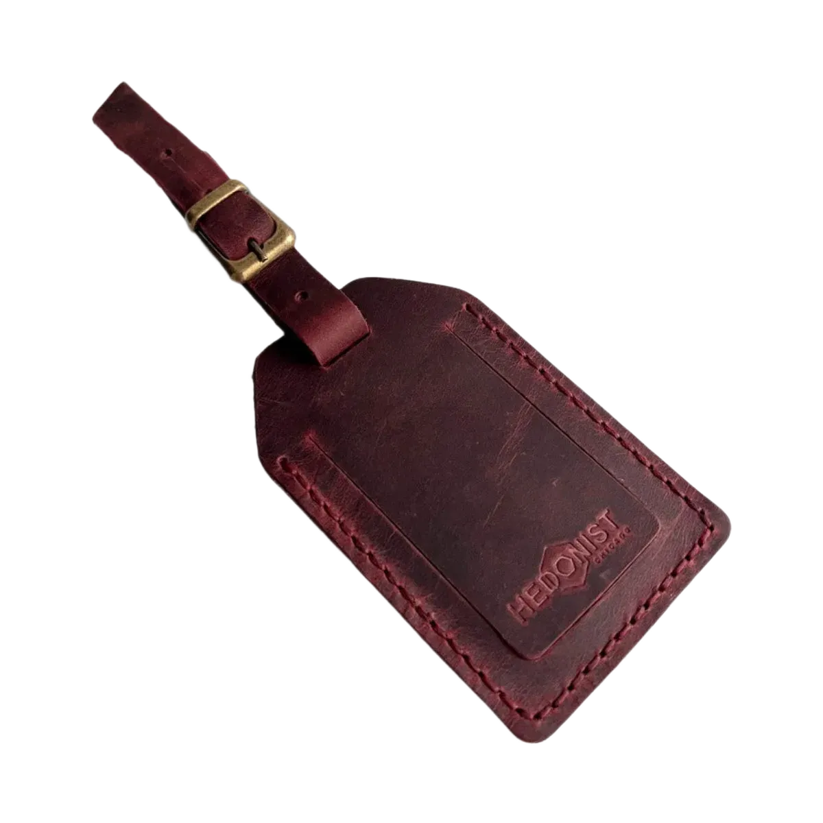 Handmade Leather Luggage Tag in Burgundy