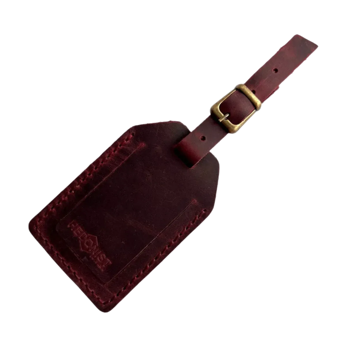 Handmade Leather Luggage Tag in Burgundy