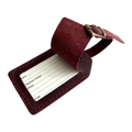 Handmade Leather Luggage Tag in Burgundy - shown open