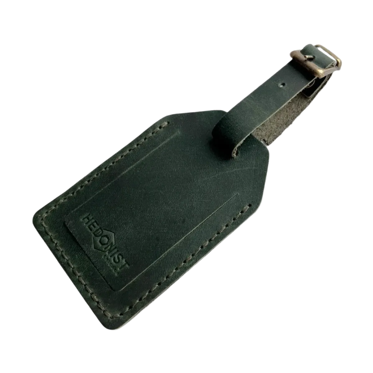 Handmade Leather Luggage Tag in Green