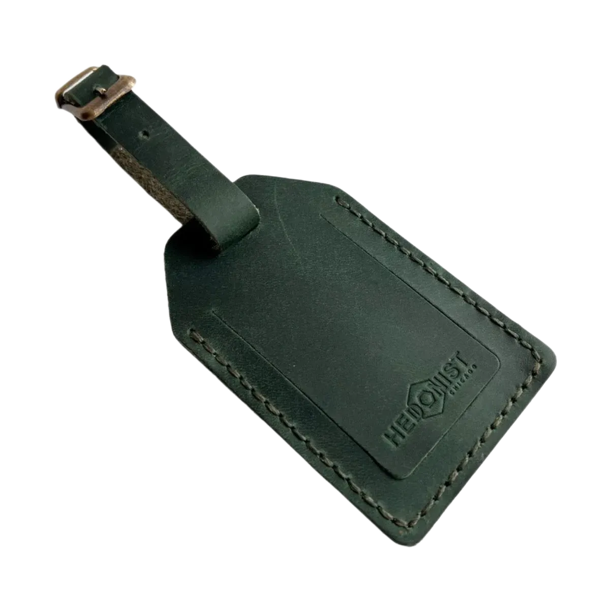 Handmade Leather Luggage Tag in Green