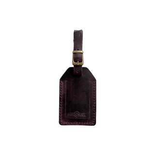 Handmade Leather Luggage Tag Plum