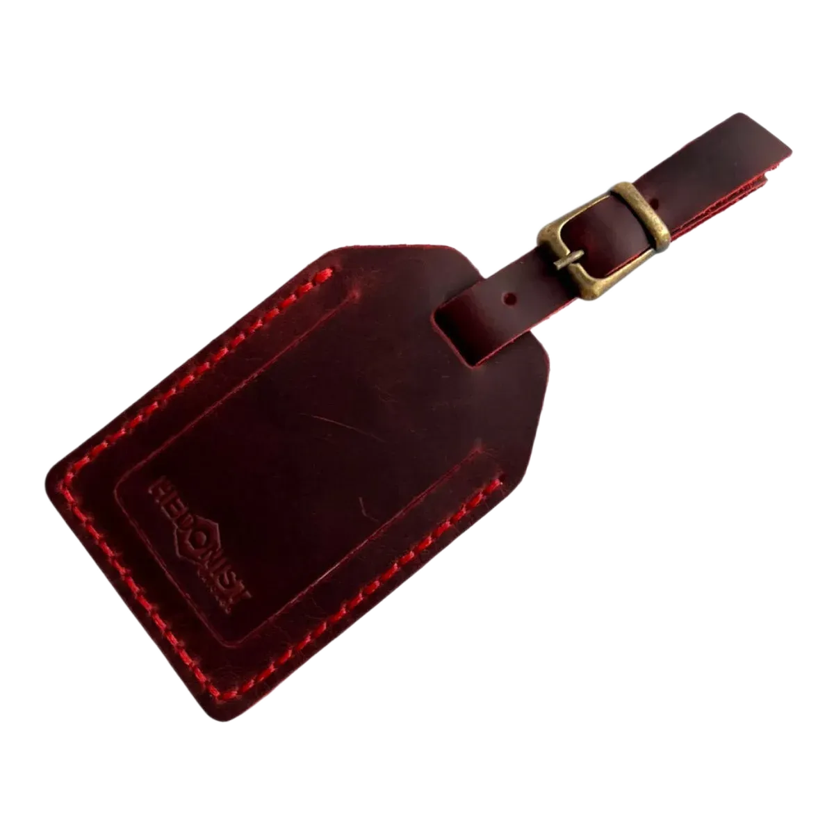 Handmade Leather Luggage Tag in Red