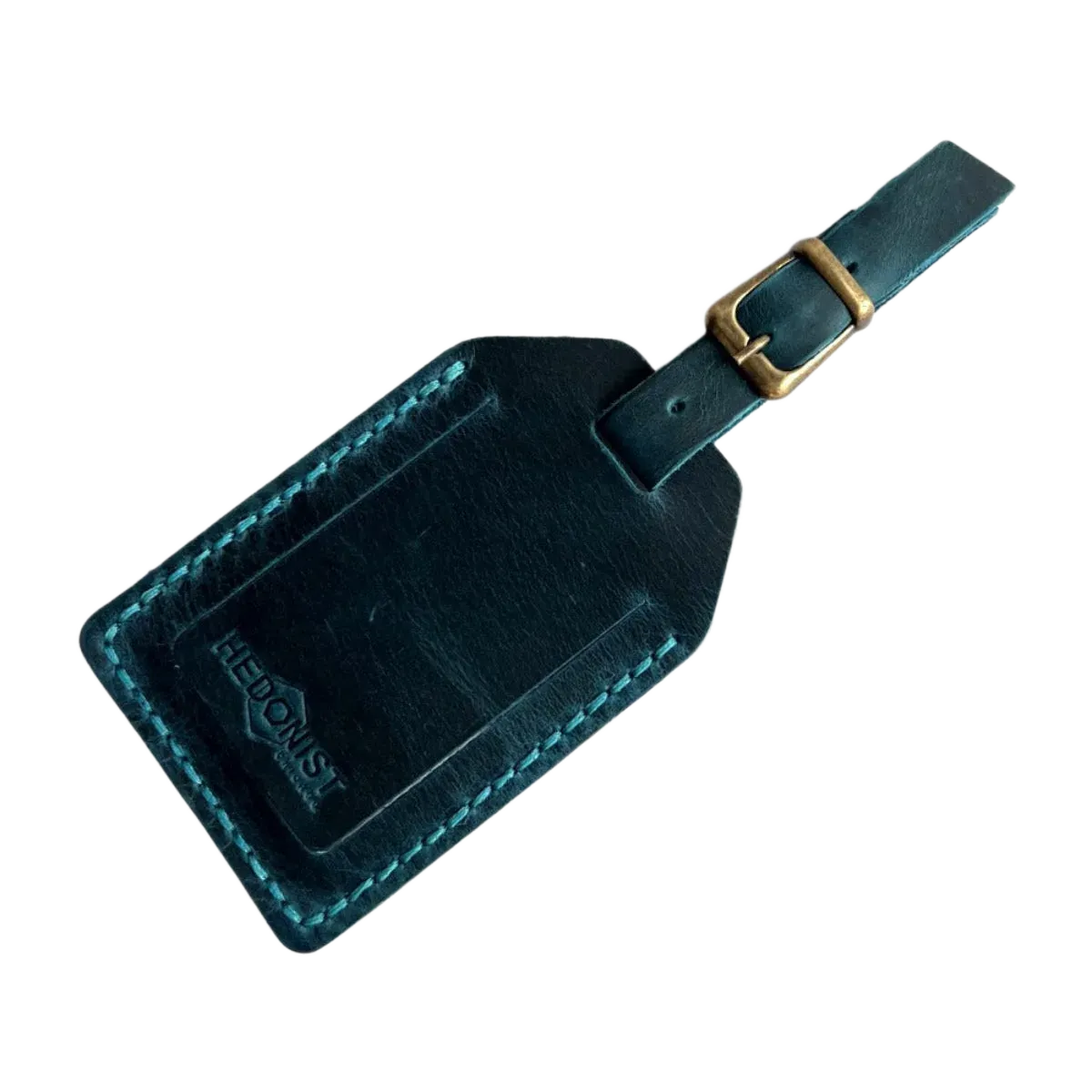 Handmade Leather Luggage Tag in Teal