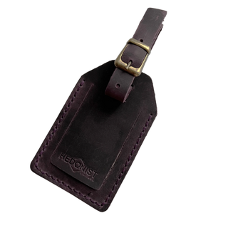 Handmade Leather Luggage Tag Plum