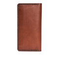 Handmade light mahogany leather card holder, 12 card slots, back view
