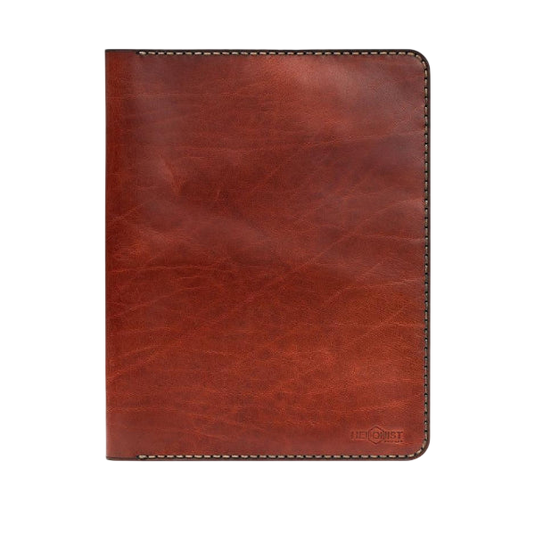 Hedonist Chicago mahogany ipad holder in mahogany, slim sleeve, leather finish, product view