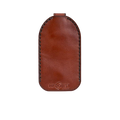 Hedonist Chicago mahogany key chain in mahogany, slim profile, full grain leather, angled view