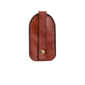 Hedonist Chicago mahogany key chain in mahogany, slim profile, full grain leather, detail view