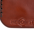 Hedonist Chicago mahogany key chain in mahogany, slim profile, full grain leather, flat lay view