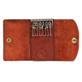 Hedonist Chicago light mahogany key holder in light mahogany, slim profile, full grain leather, detail view