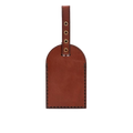 Hedonist Chicago light mahogany luggage tag in light mahogany, with strap, full grain leather, angled view