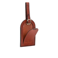 Hedonist Chicago light mahogany luggage tag in light mahogany, with strap, full grain leather, detail view
