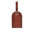 Hedonist Chicago light mahogany luggage tag in light mahogany, with strap, full grain leather, product view