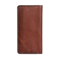 Handmade light mahogany pull-up leather card holder, 12 card slots, back view