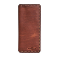 Handmade light mahogany pull-up leather card holder, 8 card slots, by Hedonist Chicago