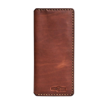 Handmade light mahogany pull-up leather card holder, 8 card slots, by Hedonist Chicago