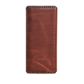 Handmade light mahogany pull-up leather card holder, 8 card slots, by Hedonist Chicago