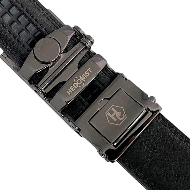 Metal Automatic belt buckle 1.15" , hardware close-up, for ratchet leather belts by Hedonist Chicago