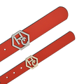 Edge stitching detail on women's seamless edge leather belt - orange-red - Hedonist Chicago (1.3")