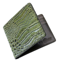 Green Bifold Men's Wallet in Croc-Embossed Leather from Hedonist Chicago