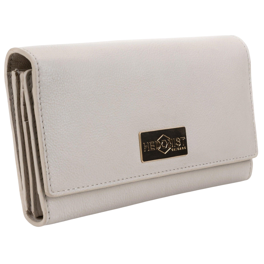 Gray Wallet for Women in Soft Smooth Leather Main view