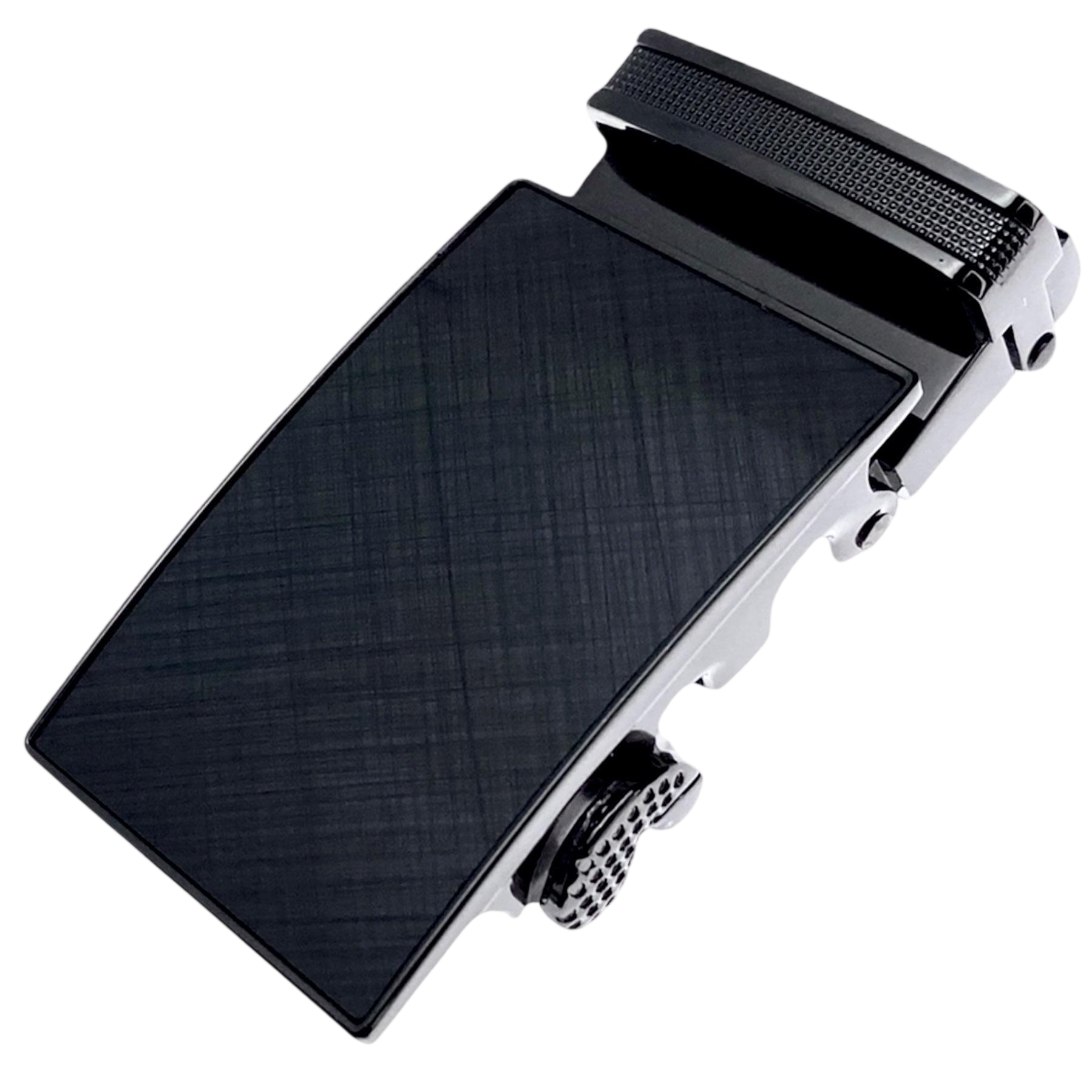 Plate saffiano ratchet belt buckle 1.38 inch textured front view | Hedonist Chicago