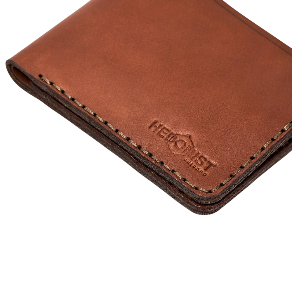 Handmade Men's Leather Wallet 6 Card Slots Medium Brown Nice | Hedonist Chicago