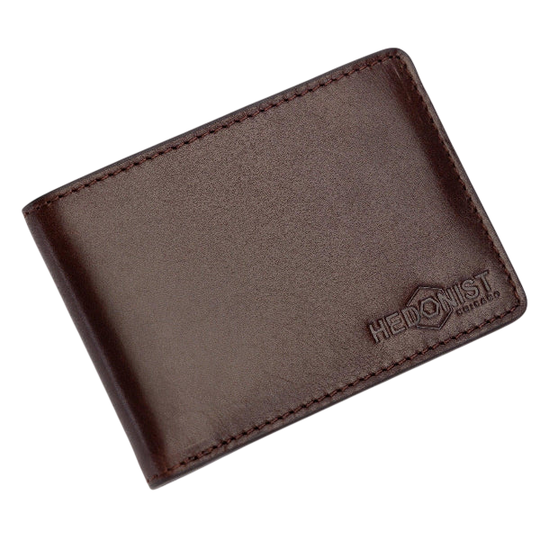 Compact Men's Wallet in Dark Brown Leather - free personalization