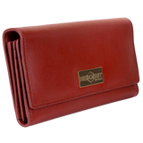 Red Leather Wallet for Women with Coin Pocket by Hedonist Chicago front view