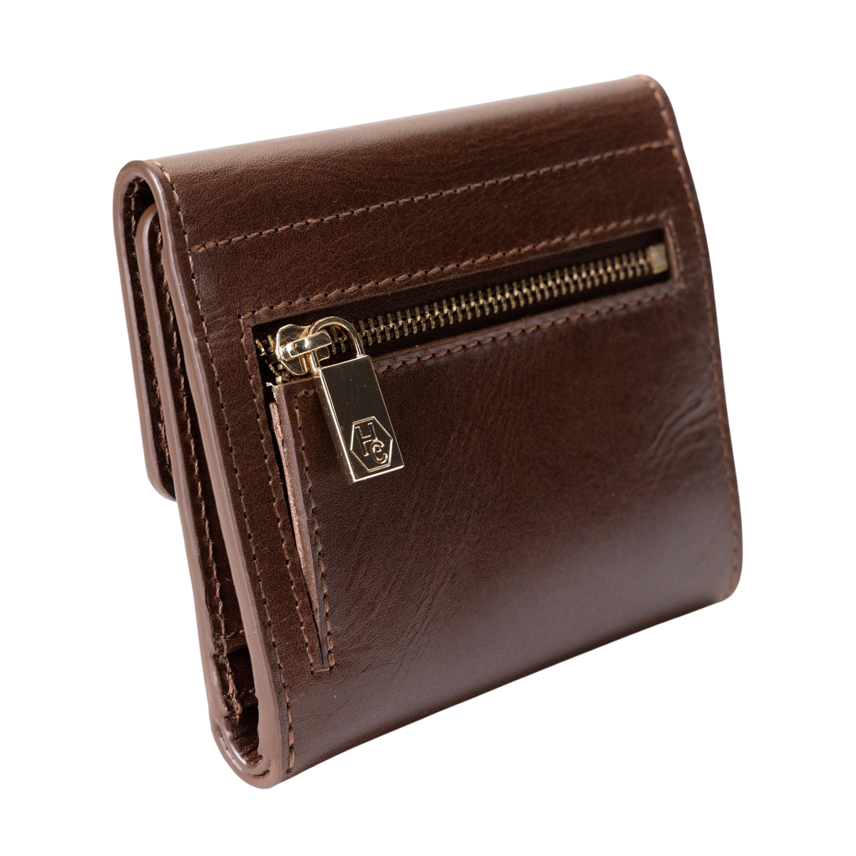Women's Brown Small Wallet in Smooth Leather from Hedonist Chicago | Coin Compartment