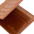 Bifold Brown Croc-Embossed Leather Wallet for Men - Venezia- premium leather