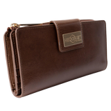 Long Brown Leather Travel Wallet for Women main view
